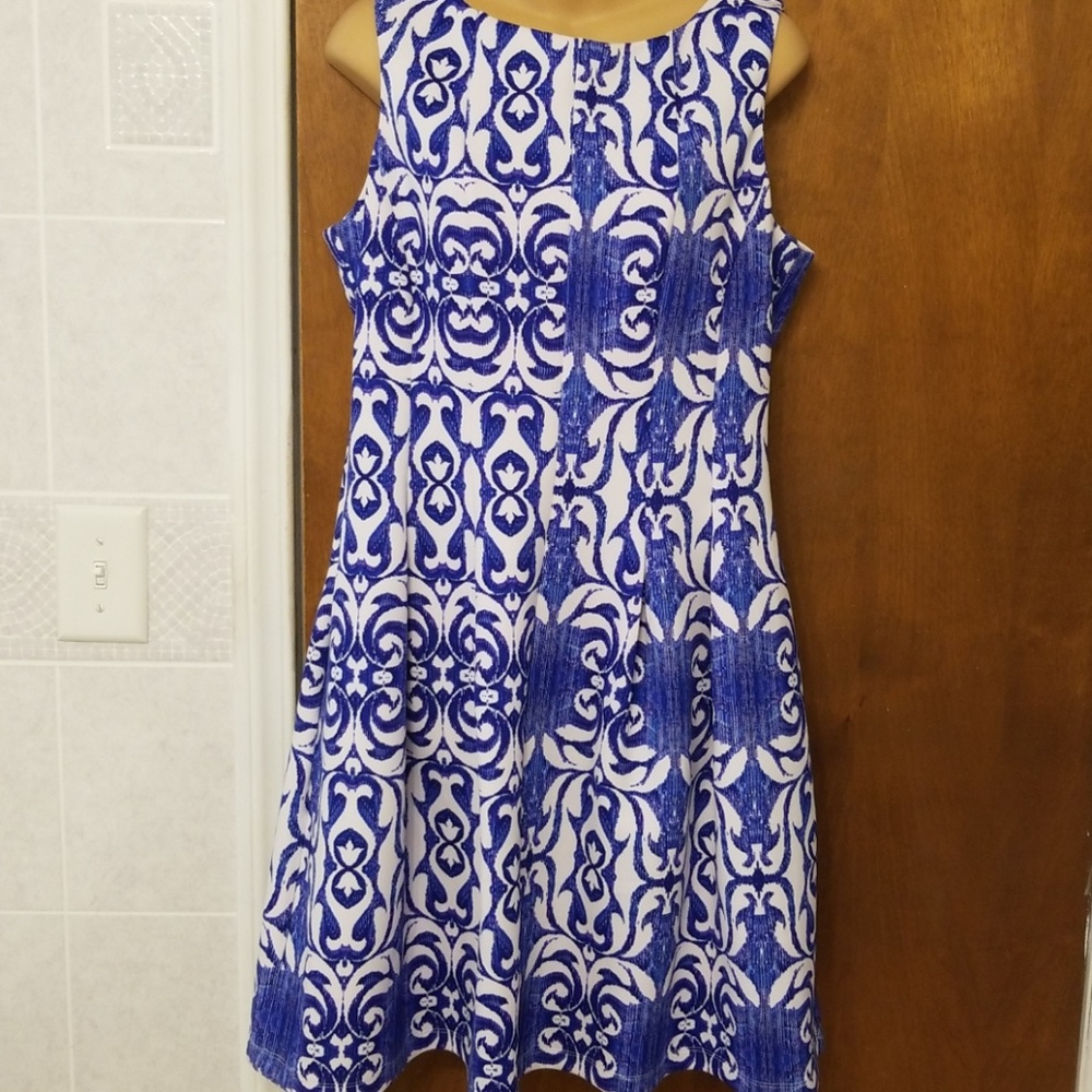 Size 14 blue and white dress